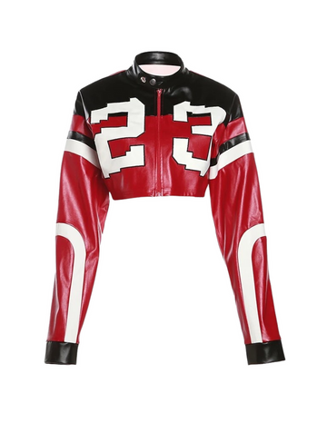 FAUX LEATHER VARSITY Y2K JACKET