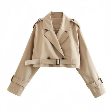 KHAKI WINTER PEAK COAT WITH BELT