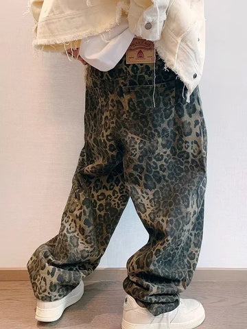 LEOPARD LOOSE DENIMJEANS