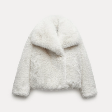 WHITE EMMY FAUX FUR JACKET