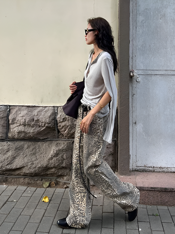 LEOPARD DENIM JEANS