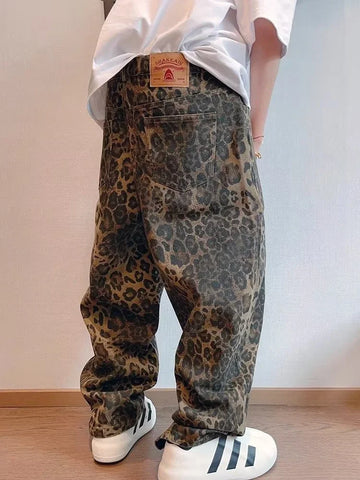 LEOPARD LOOSE DENIMJEANS